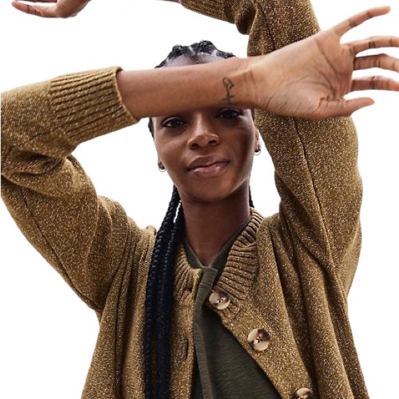 Madewell Broadway Marled Olive Green Cropped Cardigan - XS - Picture 16 of 16